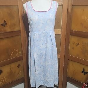 Vintage Sky Blue Bunny Dress with Petal Pink Accents